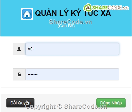 quản lý ký túc xá,quản lý phòng trọ,tính tiền điện nước,phân quyền admin nhân viên,đồ án tốt nghiệp,source code quản lý